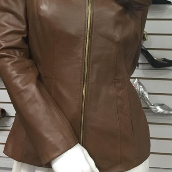 BNWT Cole Haan Luxury Wing Collar,Genuine Leather Jacket Size M - Picture 6 of 9